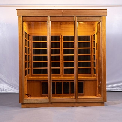 4 Person Indoor Solid Wood Carbon Far Infrared Sauna Room With Glass Door