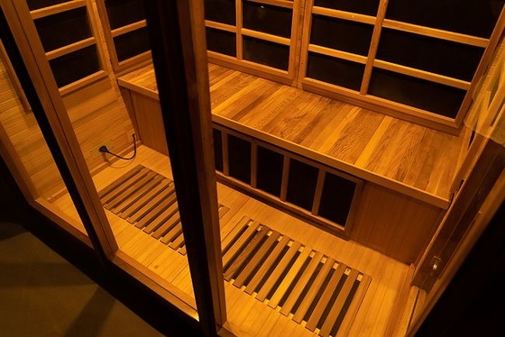 4 Person Indoor Solid Wood Carbon Far Infrared Sauna Room With Glass Door