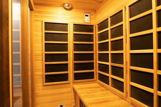 4 Person Indoor Solid Wood Carbon Far Infrared Sauna Room With Glass Door