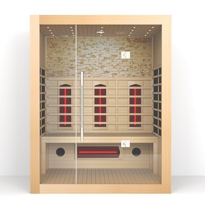 3 Person Indoor Full Spectrum Wooden Home Dry Sauna Room In Hemlock