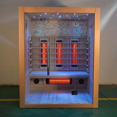 3 Person Indoor Full Spectrum Wooden Home Dry Sauna Room In Hemlock
