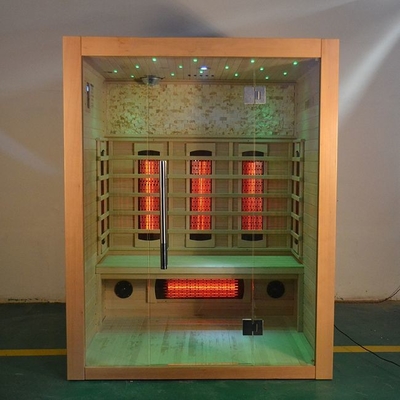 3 Person Indoor Full Spectrum Wooden Home Dry Sauna Room In Hemlock