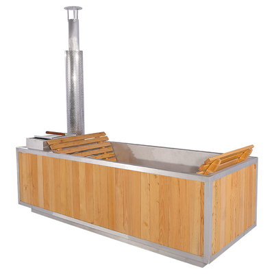 Outdoor Wood Burning Hot Tub Square Steam Sauna Room For Spa