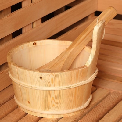 Outdoor Rustic Cedar Steam Sauna Rounded Square With Bitumen Shingle Roofing
