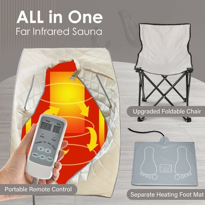 1 Person Portable Far Infrared Sauna With Time &amp; Tempreture Remote Control