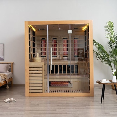 Solid Wood Hemlock Indoor Combination Infrared Steam Sauna 4 Person