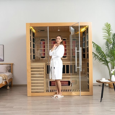 Solid Wood Hemlock Indoor Combination Infrared Steam Sauna 4 Person