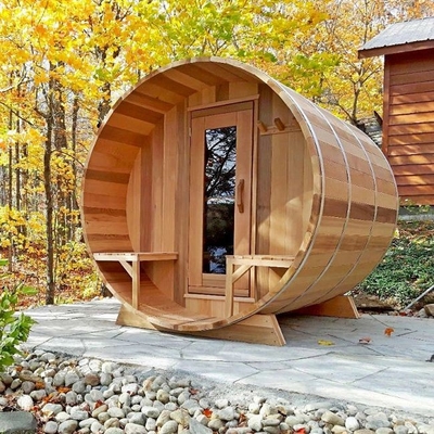 Canadian Red Cedar Wood Traditional Steam Barrel Outdoor Sauna Support OEM ODM