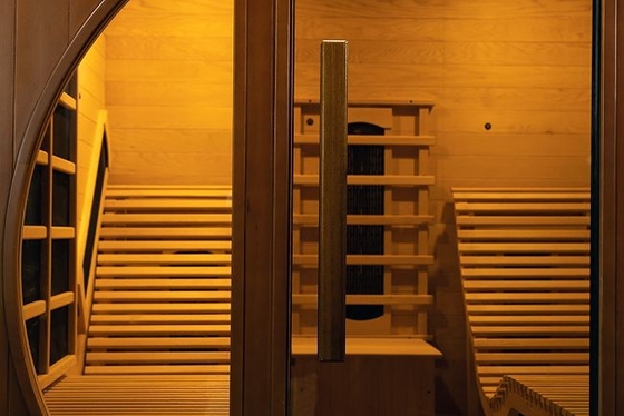 Transparent Tempered Glass Far Infrared Sauna With LED Lighting And Full Spectrum Carbon Panel