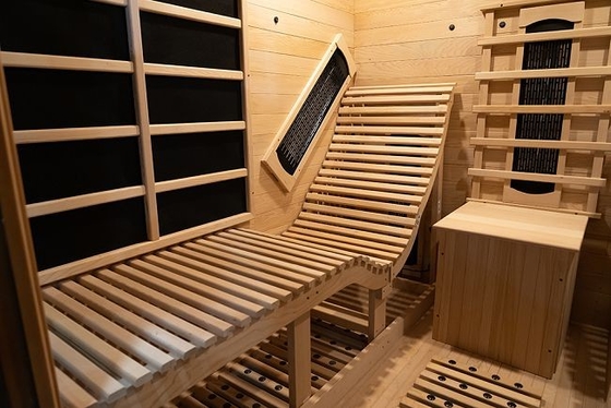Transparent Tempered Glass Far Infrared Sauna With LED Lighting And Full Spectrum Carbon Panel