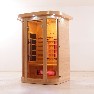 Deluxe Solid Wood Full Spectrum And Carbon Heater 2 Person Infrared Sauna Indoor