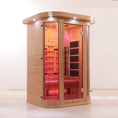Deluxe Solid Wood Full Spectrum And Carbon Heater 2 Person Infrared Sauna Indoor