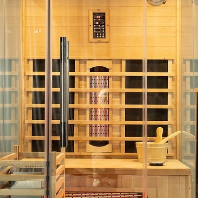 Gorgeous 3 Person Indoor Wooden Traditional Steam And Infrared Sauna Combined