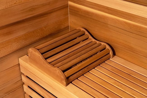 Outdoor Gorgeous Hemlock Cedar Wood 5 - 6 Persons Steam Sauna With Roof