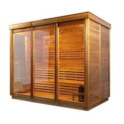 6 People Red Cedar Wood Traditional Stove Heater Outdoor Dry Sauna Unique Design