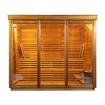 6 People Red Cedar Wood Traditional Stove Heater Outdoor Dry Sauna Unique Design