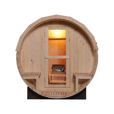 Large Solid Wood Traditional Steam Outdoor Barrel Sauna With 6KW Stove