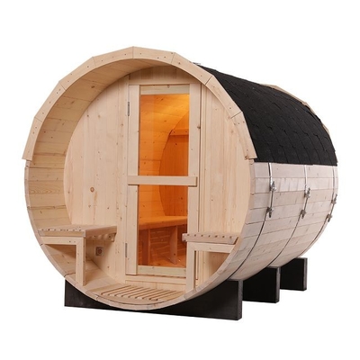 Large Solid Wood Traditional Steam Outdoor Barrel Sauna With 6KW Stove