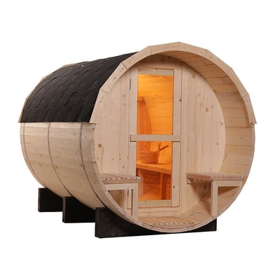 Large Solid Wood Traditional Steam Outdoor Barrel Sauna With 6KW Stove
