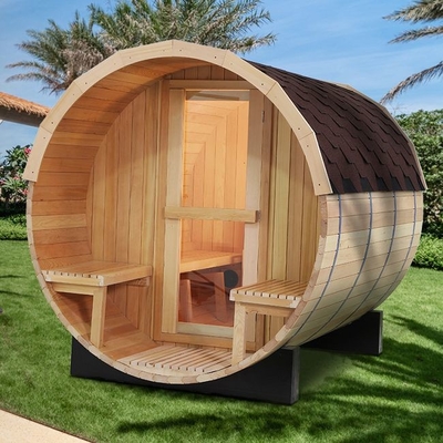 Large Solid Wood Traditional Steam Outdoor Barrel Sauna With 6KW Stove