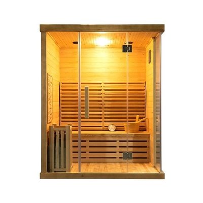 Luxurious Solid Wood Hemlock 3 Person Traditional Home Sauna Room 3000W