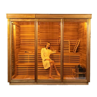 OEM &amp; ODM Wooden Outdoor Dry Sauna With 9KW Electric Stove
