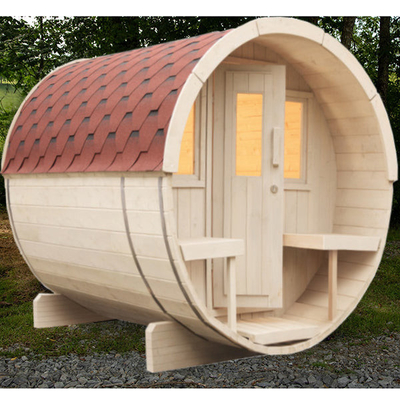 Smartmak 4 - 6 Persons Outdoor Basic Wood Barrel Sauna With Electric Sauna Stove