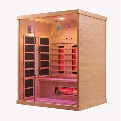 Luxury Wood Color Far Infrared Sauna  With Control Panel And LED Lighting