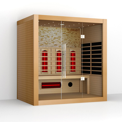 4 Person Wooden Sauna Room Luxury Hemlock Red Cedar Wood Indoor Infrared Sauna
