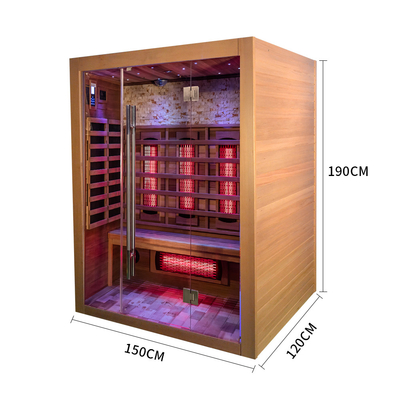 2100W Indoor Solid Wood Hemlock Infrared Sauna Red Cedar 3 Person Dry Far Infrared Sauna