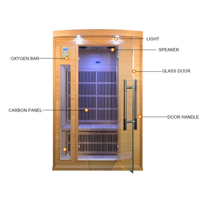 Family Indoor Solid Wood Carbon Panel Heater Far Infrared Sauna Room For 2 Person