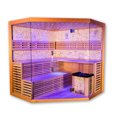 4 - 5 Person Size Hemlock Ozone Steam Sauna Room With 6kw Stove Heater