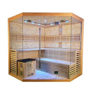 5 - 8 Person Size Luxury Hemlock Traditional Steam Sauna Room With 6kw Stove Heater