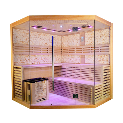 5 - 8 Person Size Luxury Hemlock Traditional Steam Sauna Room With 6kw Stove Heater