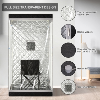 Full View Black Waterproof Cloth Portable Steam Sauna With 4L Water Capacity