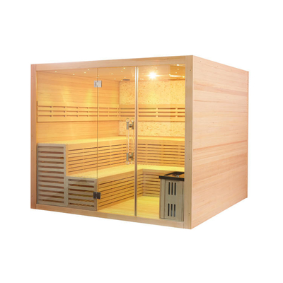 Traditional Finland Steam Sauna Room 6kw Stove Hemlock Sauna For 3 People