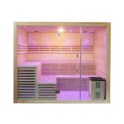Traditional Finland Steam Sauna Room 6kw Stove Hemlock Sauna For 3 People