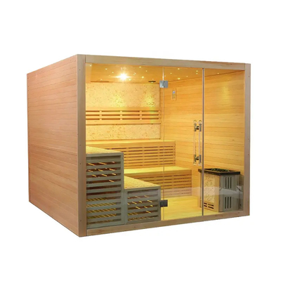 Traditional Finland Steam Sauna Room 6kw Stove Hemlock Sauna For 3 People