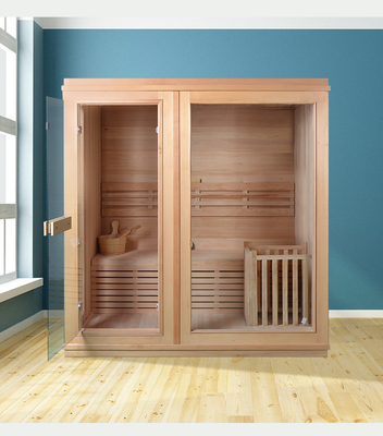 Traditional Dry Indoor Home Steam Sauna Room With Stove And Stone