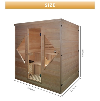 Wood Door Handle Traditional Steam Sauna Room For 4 People Indoor