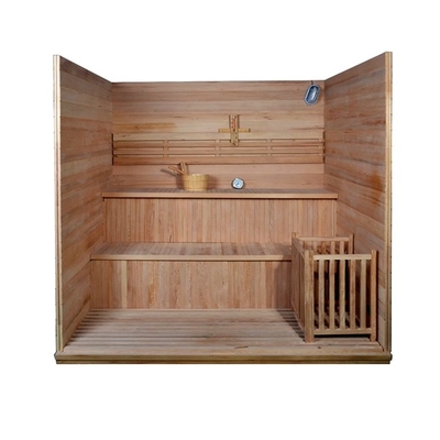 Wood Door Handle Traditional Steam Sauna Room For 4 People Indoor