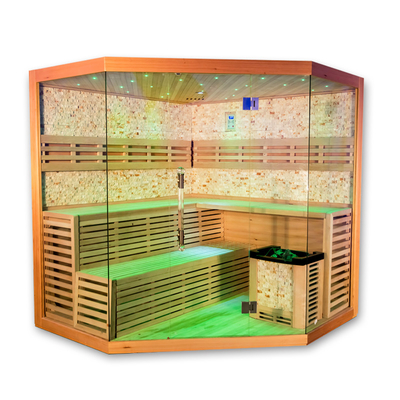 1750W Hemlock Cedar Home Sauna Room With 8mm Tempered Glass Computer Control Panel Safety System.