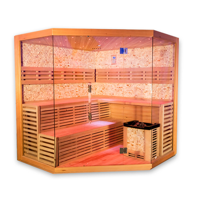 1750W Hemlock Cedar Home Sauna Room With 8mm Tempered Glass Computer Control Panel Safety System.