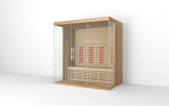 4 Persons Square Indoor Far Infrared Sauna Room Red Cedar Material