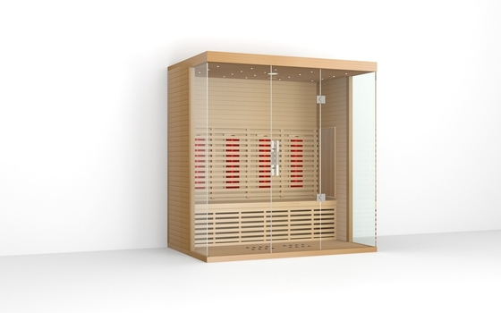 4 Persons Square Indoor Far Infrared Sauna Room Red Cedar Material