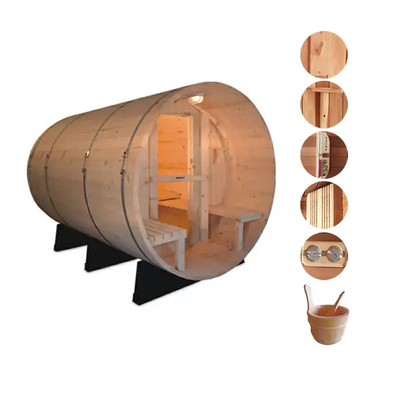 Canadian Red Cedar Wood Outdoor Sauna Steam Barrel Sauna With Wood Stove