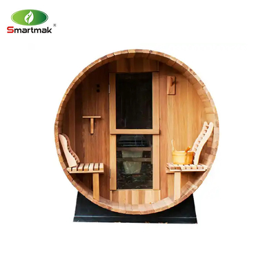 Canadian Red Cedar Wood Outdoor Sauna Steam Barrel Sauna With Wood Stove