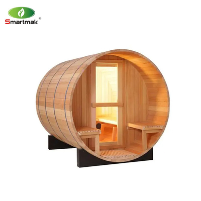 Canadian Red Cedar Wood Outdoor Sauna Steam Barrel Sauna With Wood Stove