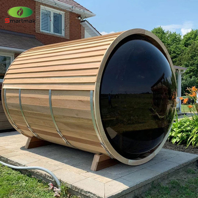 Panoramic Glass Wood Barrel Sauna Outdoor Home Use Steam Sauna Room