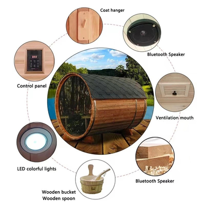 Panoramic View Solid Wood Outdoor Steam Barrel Sauna Heats Up Fast